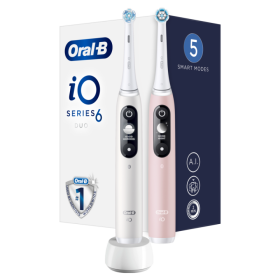 Oral-B iO – 6 – Bílý A Růžový Elektrický Zubní Kartáček S Designem Od Brauna
