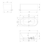AQUALINE - TIBERA L rohová stojící vana, 170x80cm, bílá E1026