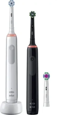 Oral-B Pro 3 3900 Duo / Elektrický zubní kartáček / oscilační / 3 režimy / časovač (Pro 3 3900 Duo Black/White)