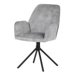 Židle jídelní a konferenční, stříbrná látka v dekoru žíhaného sametu, kovové černé nohy