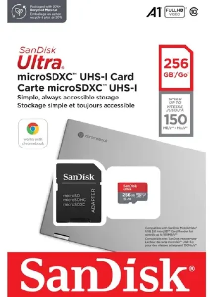 SanDisk Ultra microSDXC 256GB + adaptér / Paměťová karta / Class 10 / UHS-I / čtení: až 140 MB/s (SDSQUAC-256G-GN6FA)