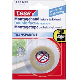 Tesa Powerbond® Transparent Innenbereich 19 55743-00001-02 montážní páska tesa® POWERBOND transparentní (d x š) 1.5 m x 19 mm 1 ks