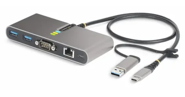 StarTech USB Hub šedá / USB Hub / 2x USB-A / 1x USB-C / Gigabit Ethernet / RS232 (5G2A1SGBB-USB-C-HUB)