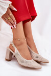 Děrované Sandály S Špičatými Nosy Na Podpatku Béžové Sergio Leone SK163 37