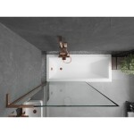 MEXEN/S - Next L vanová zástěna FIX 100 x 150, černá vzor, růžové zlato 895-100-000-03-70-60