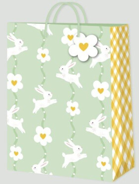 Dárková taška malá - Zelená se zajíčky (17,8 × 9,8 × 22,9 cm) - Albi