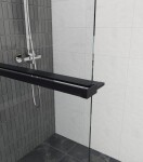 Erga Paris, polička/držák na ručníky pro sprchovou zástěnu (max. 140cm), černá matná, ERG-V02-PARIS-SHELF-BK