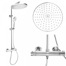 Erga Dubaj, sprchový set s termostatickou baterií a hlavovou sprchou 30 cm, chromová, ERG-YKA-BP.DUBAJ-THERM-30-CHR