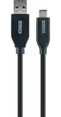Schwaiger USB-A - USB-C kabel černá / Datový kabel / USB 3.2 Gen 2 / 5 Gbit/s / 0,15 m (LK050C533)