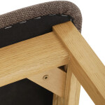 Dřevěná jídelní židle, potah čokoládově hnědá látka, masiv dub, přírodní odstín