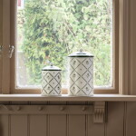 Strömshaga Plechová dóza Lovisa Green/White 15 cm, zelená barva, kov
