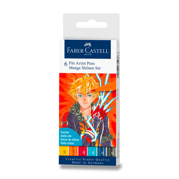 Faber-Castell Umělecký popisovač Pitt Artist Pen Brush Manga Shonen štětcové, sada 6 ks - mix barev