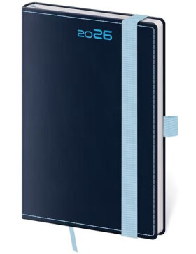 Diář 2026 týdenní kapesní Double Blue s poutkem
