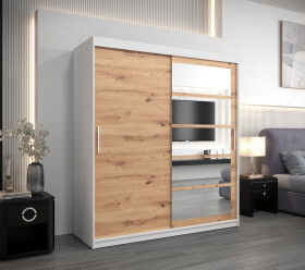 Šatní skříň Abi Ro1 Barva korpusu: Bílá, Rozměry: 200 cm, Dveře: Dub artisan