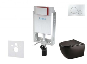 Kielle - Genesis Set předstěnové instalace, klozetu Gaia, sedátka softclose a tlačítka Gemini II, lesklý chrom 30505SZ47