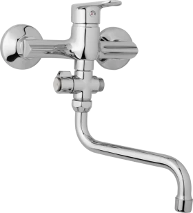 JB Sanitary Nástěnná umyvadlová a sprchová baterie FINERY, rozteč 150 mm, otočný přepínač, bez příslušenství, trubkové ramínko 200 mm F10 37 30