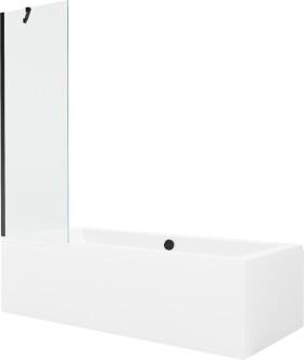 MEXEN/S - Cube obdélníková vana 170 x 80 cm s panelem + vanová zástěna 60 cm, transparent, černá 550517080X9506000070