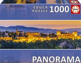 EDUCA Panoramatické puzzle Západ slunce ve Španělsku: Alhambra - Granada