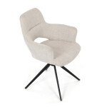 Židle jídelní, krémová látka, 360° vratný mechanismus, černý kov