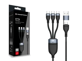 Conceptronic kabel USB-C a USB-A na 3x USB-C černá / Kabel / USB 2.0 / 1,5 m / 100 W PD (ETTA06B15C)