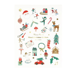 Meri Meri Vánoční samolepky Mixed Icon Christmas – 10 archů, červená barva, papír