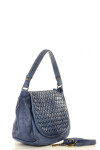 Dámská přírodní kožená taška model UNI tmavě modrá