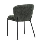 Židle jídelní, zelená látka, černé kovové nohy.