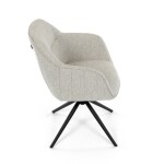 Židle jídelní a konferenční, krémová látka, černé kovové nohy, otočný mechanismus