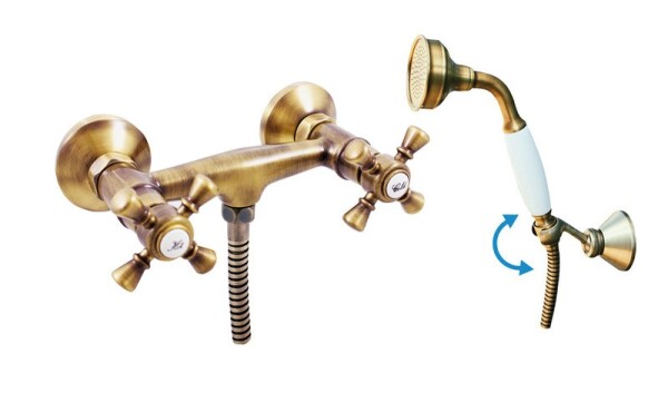 RAV Slezák - MORAVA RETRO - Sprchový set s baterií, Stará mosaz (Bronz), 150 mm MK380.5/2SM