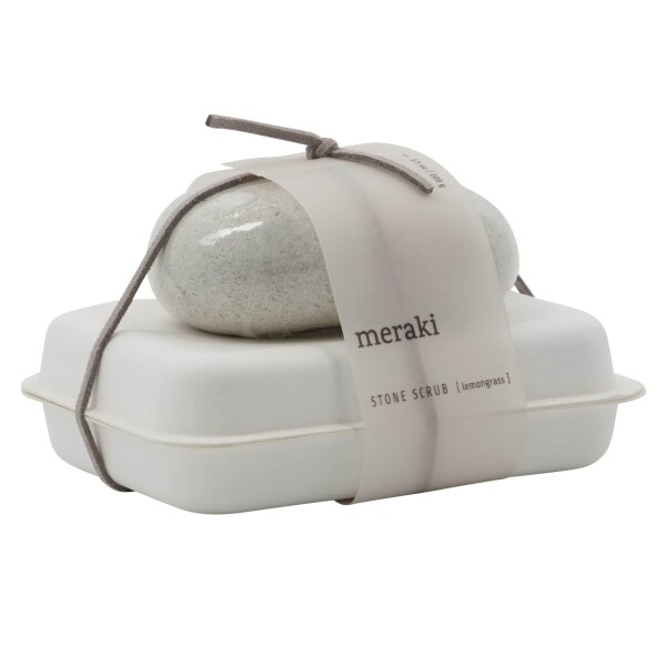 Meraki Kosmetická sada mýdla a pemzy Lemongrass, bílá barva