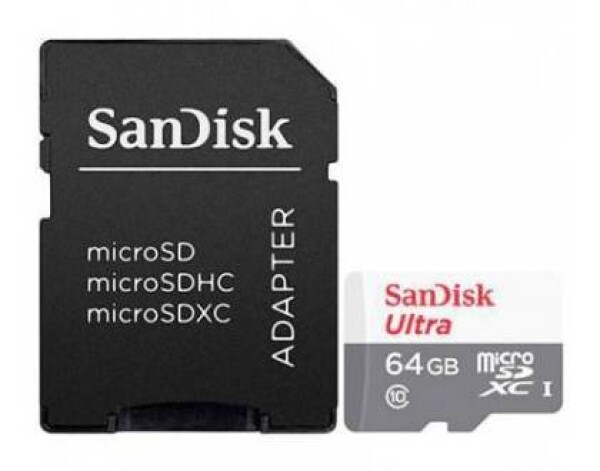 SanDisk Ultra microSDXC 64GB + adaptér / Class 10 / UHS-I / čtení: až 100MBs (SDSQUNR-064G-GN3MA)