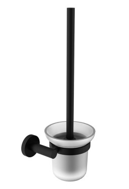 SAPHO - X-ROUND BLACK WC štětka závěsná, mléčné sklo, černá mat XR323B