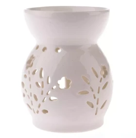 Porcelánová aromalampa s květy bílá 11.4cm