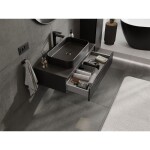 MEXEN/S - Rivel koupelnová skříňka pod umyvadlo 90 cm s deskou, 1 šuplík, reliéf , černá mat 91A20-09023-1-BFC71