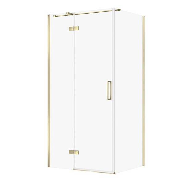 CERSANIT - Sprchový kout JOTA s panty, zlatý, 100x80x195, levý, čiré sklo S160-036