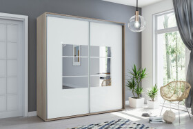 Šatní skříň Ska A02 XL Barva korpusu: Dub - sonoma, Rozměry: 100 cm, Dveře: Bílé
