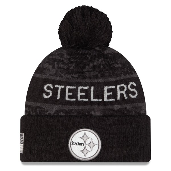 New Era Pánská zimní čepice Pittsburgh Steelers NFL 2026 Salute To Service Cuffed Knit Hat with Pom