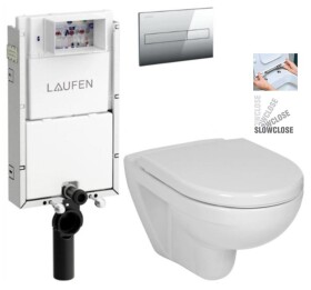 LAUFEN Podomít. systém LIS TW1 SET s chromovým tlačítkem + WC JIKA LYRA PLUS + SEDÁTKO DURAPLAST SLOWCLOSE H8946630000001CR LY5