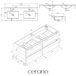 CERANO - Koupelnová skříňka Carole + keramické dvojumyvadlo Todo - černá matná - 121x50x46,5 CER-476333