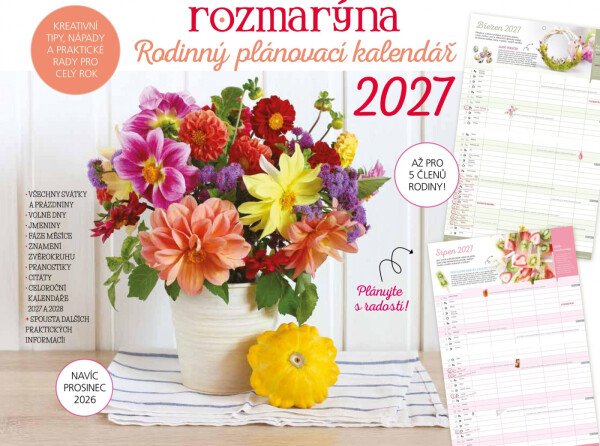 Kalendář 2027 Rodinný plánovací - Rozmarýna - časopis Rozmarýna