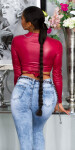 Sexy top Koucla Wetlook Crop Top s výřezem BORDEAUX Einheitsgroesse