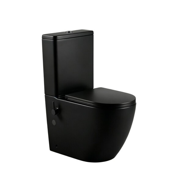 Erga Siena, WC kombi mísa 620x365x820 mm, Rimless + funkce bidetu + toaletní sedátko, černá matná, ERG-V03-SIENA-RIM-BID-BK