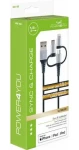 Schwaiger 3-in-1 černo-stříbrná / Nabíjecí kabel / USB-A na Micro-USB, Lightning, USB-C / 1,5 m / 3 A (LKU100533)