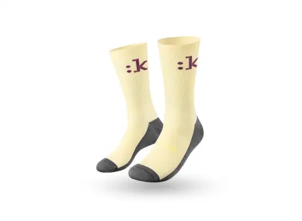 Fizik Off-Road cyklistické ponožky Cream/Purple vel. M (40-43)