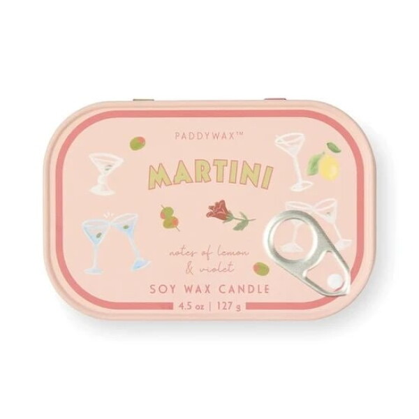 Paddywax Vonná svíčka v plechové dóze Bistro Martini 127 g, růžová barva, kov