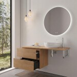 CERANO - Koupelnová skříňka Carole - dub medový + deska pod umyvadlo Navira Slim - 18 mm + konzole chrom - 120x46x49,8 CER-606117