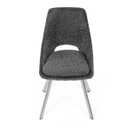 Židle jídelní, šedá látka, kovové nohy, broušená nerez.