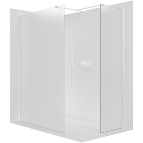 CERANO Sprchová zástěna Walk-in Onyx T L/P - 8 mm - hranatá vzpěra - bílá matná, mléčné sklo - 160x110x200 cm