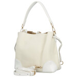 Módní dámská koženková kabelka na rameno Linna, krémová-bílá