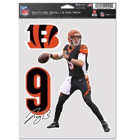 Samolepka Cincinnati Bengals NFL Joe Burrow #9 Player Set (3 ks)% 1 ks